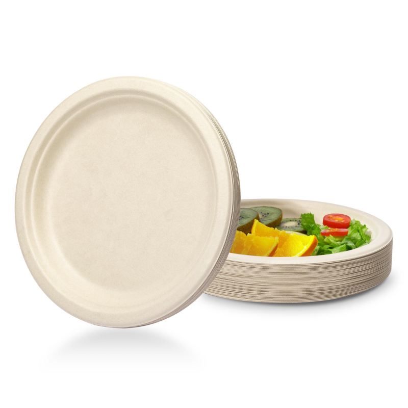 Eco Friendly 6inch Disposable Sugarcane Tableware Round Bagasse Plates Featured Image