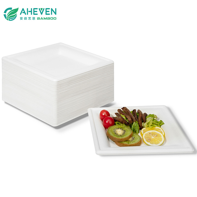 Wholesale Environment Friendly Disposable Bagasse Square Plates in 9 inch Featured Image
