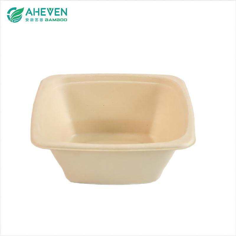 High Quality Square Bagasse Salad 800ml Food Bowl With Lid Featured Image