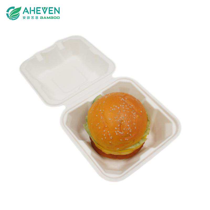 Hot Sale Biodegradable Bagasse Hamburger Clamshell in 6 inch Featured Image