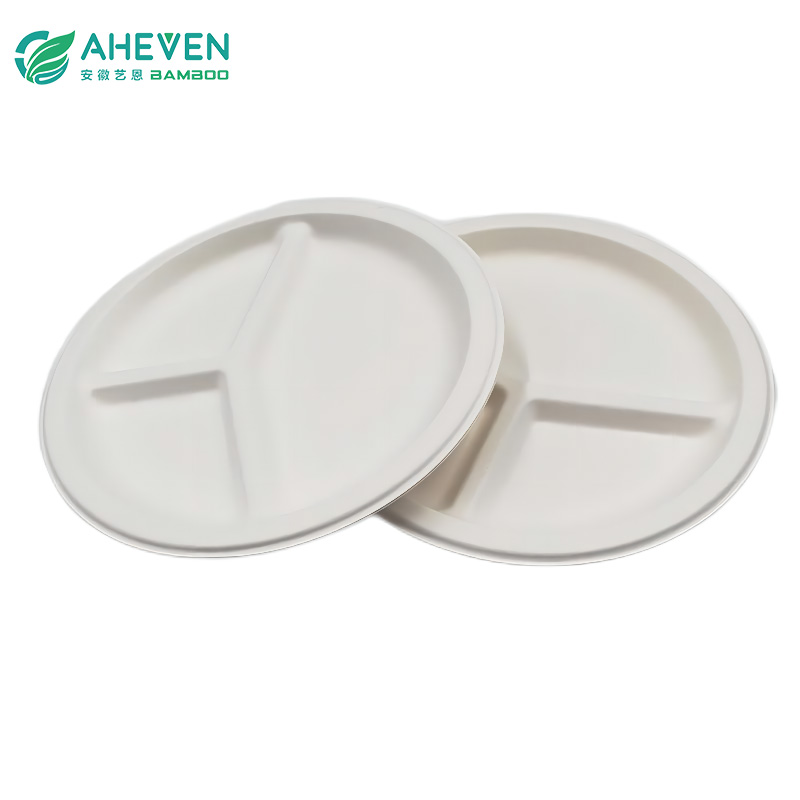 Factory Cheap Price 10 inch Biodegradable Plates With Compartment Bagasse Plates Featured Image