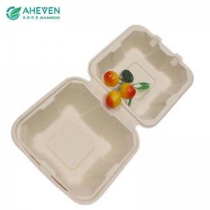 Hot Sale Biodegradable Bagasse Hamburger Clamshell in 6 inch